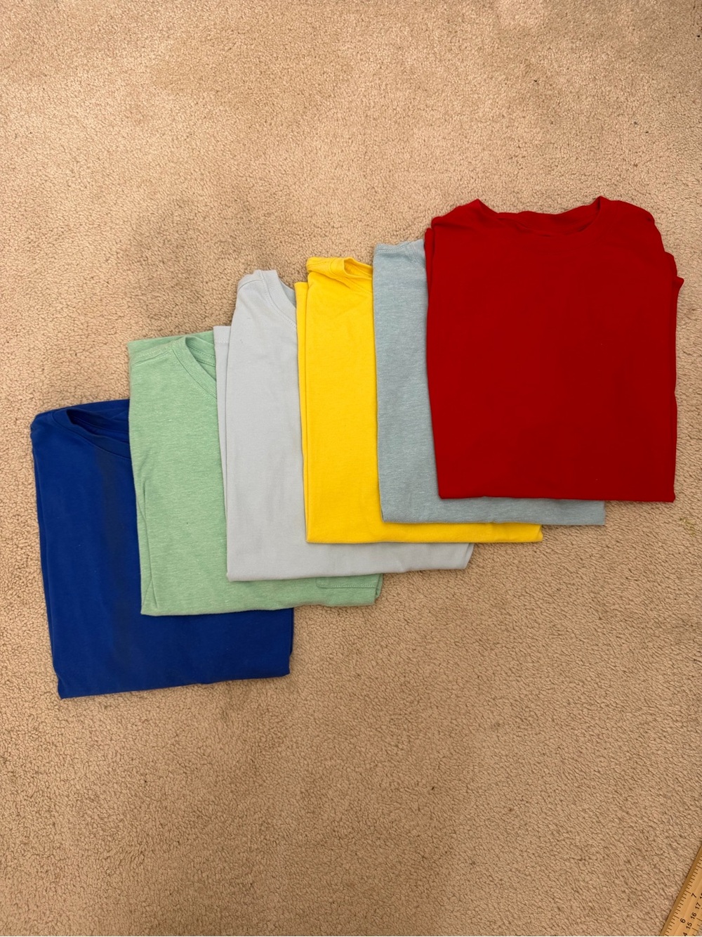 Wonder Nation Boys L 10-12 Husky T-Shirts 6 Pack Bundle Solid Colors New Casual